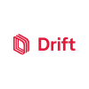 Drift company logo with red geometric icon and red text on a black background.